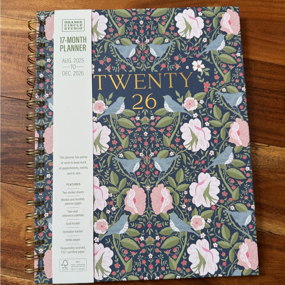 Orange Circle Studio 2026  17 Month PLANNER 2026 Weekly & Monthly Floral 11x9”